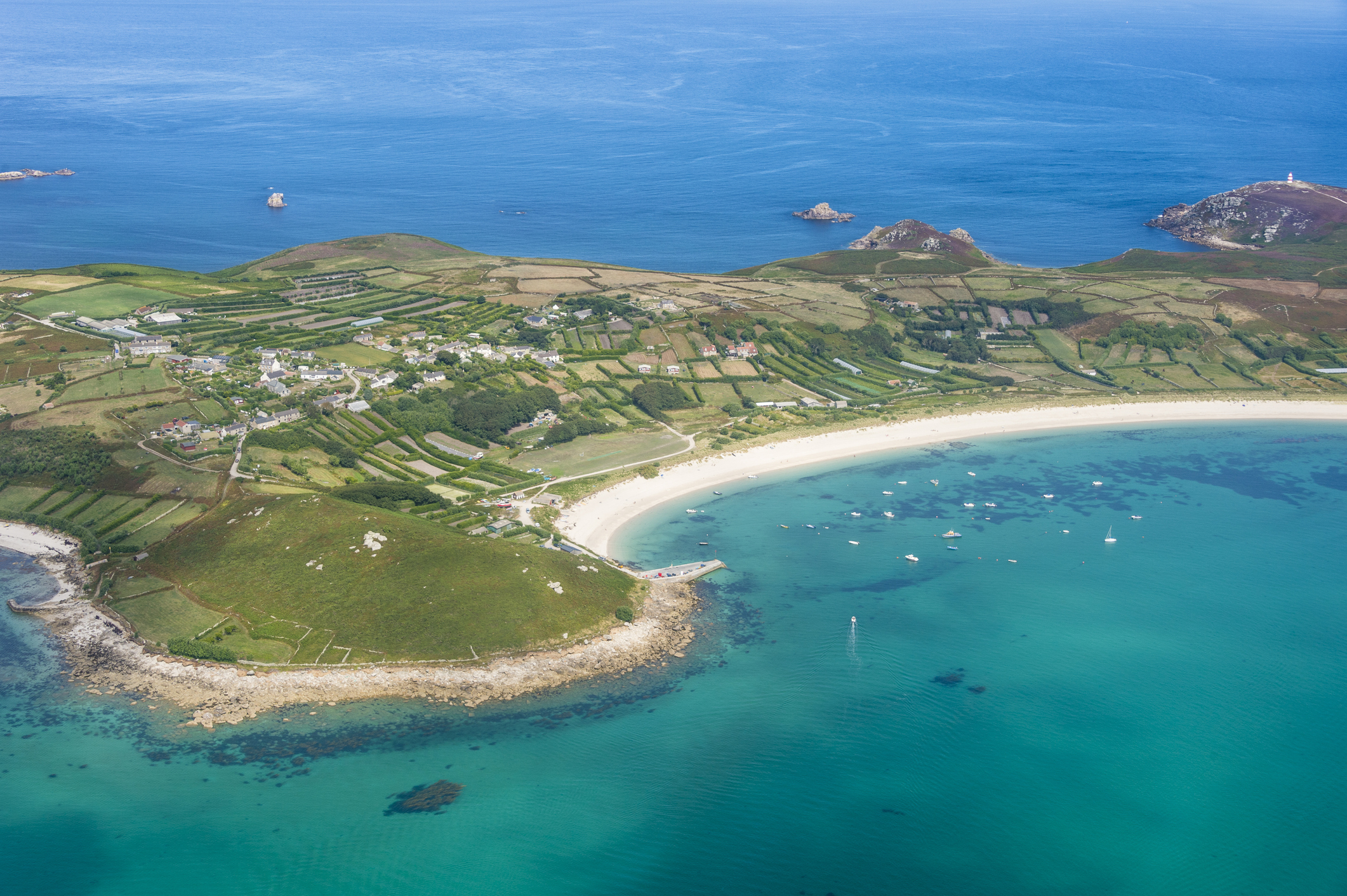 Aerial of the Isles of Scilly, England, United Kingdom