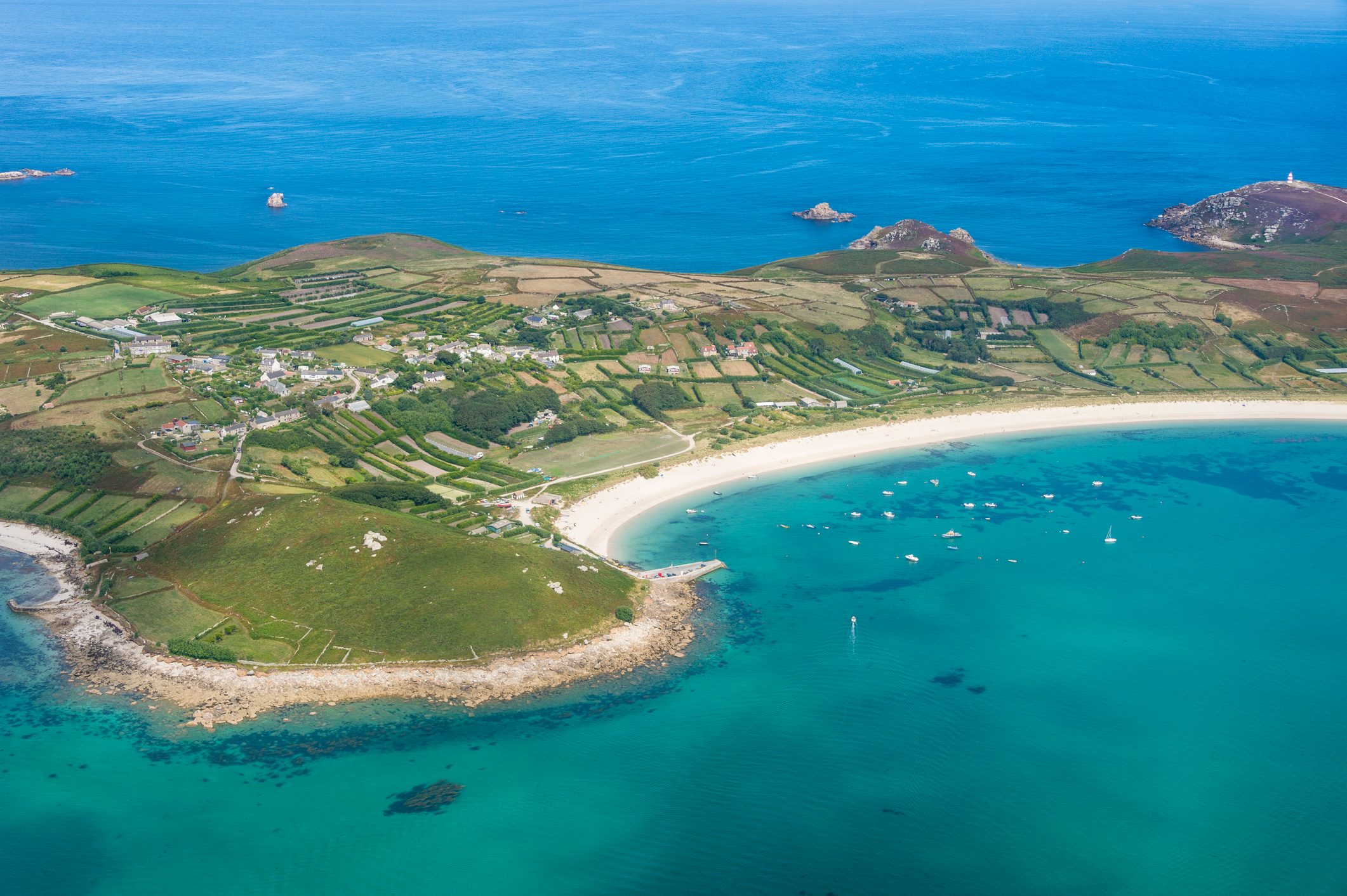 Aerial of the Isles of Scilly, England, United Kingdom