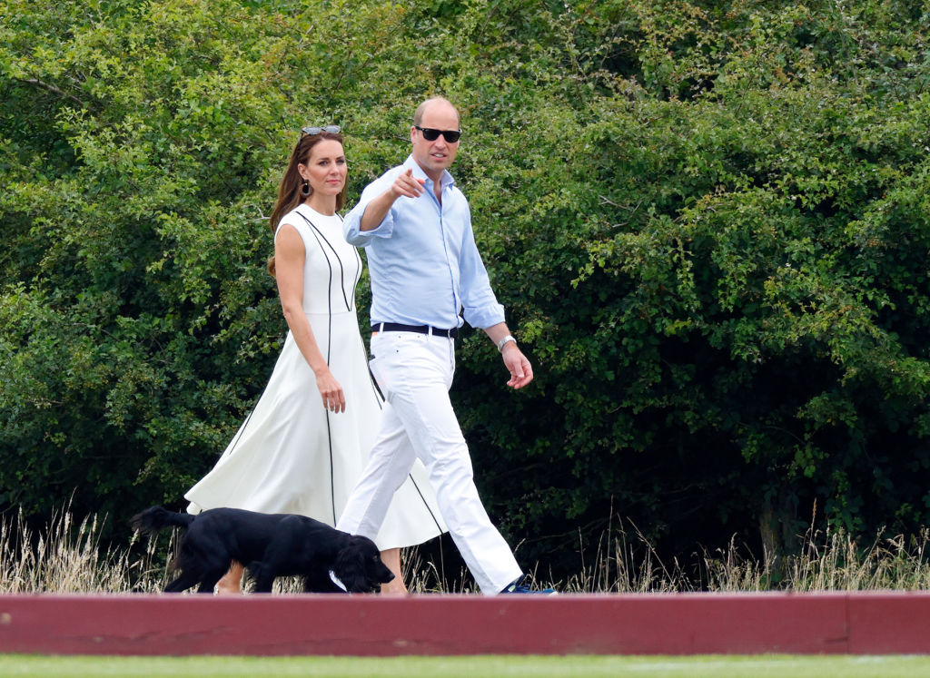 Catherine, Duchess of Cambridge and Prince William, Duke of Cambridge, with their dog Orla