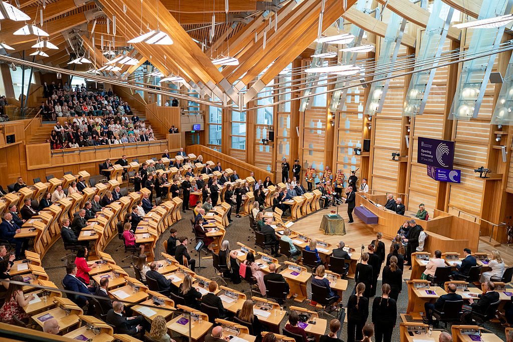 King Charles III and Queen Camilla attend the opening ceremony of the seventh session of the Scottish Parliament