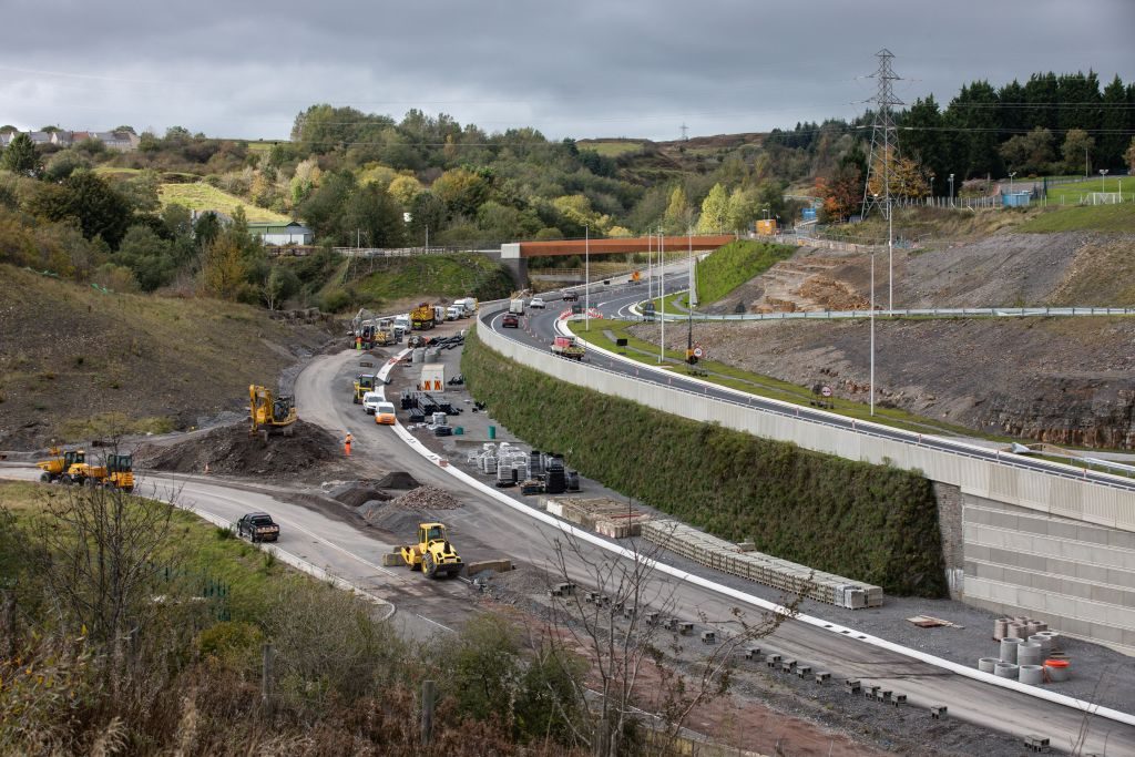 A general view of the A465 Dual carriageway project at Brynmawr named HOV2 between Brynmawr and Gilwern 