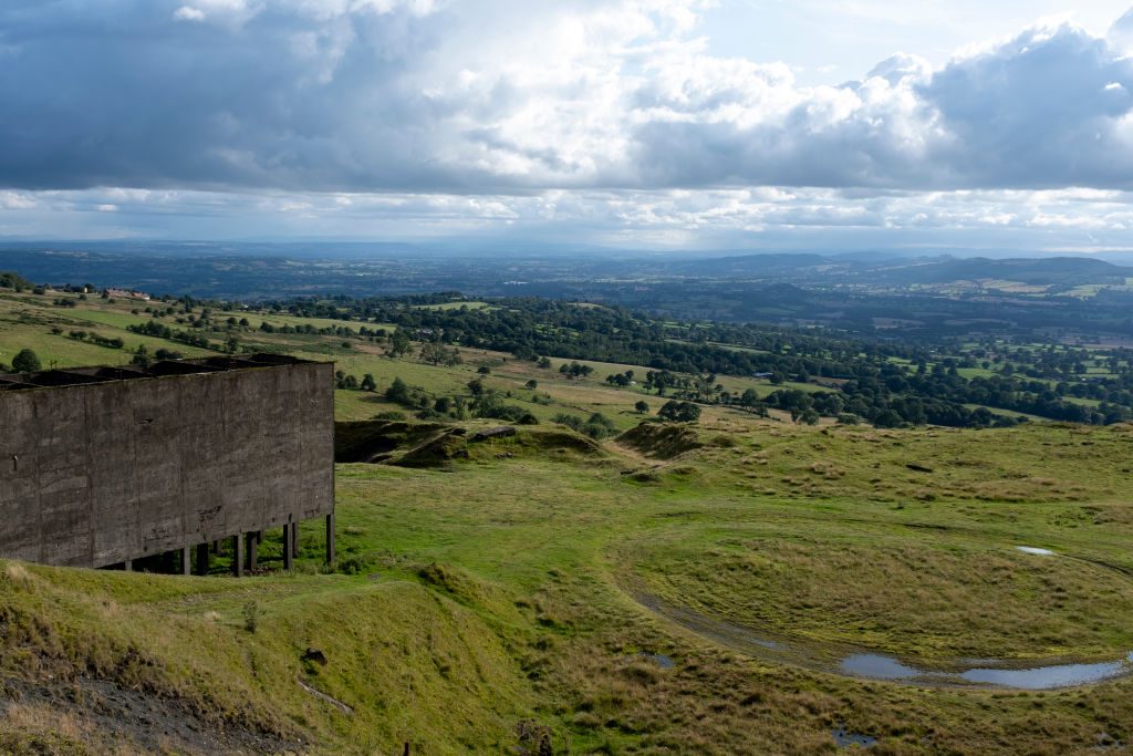 View from Titterstone Clee Hill, where the remnants of an old quarry remain