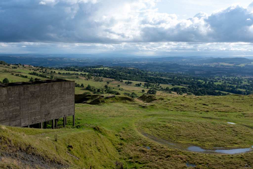 View from Titterstone Clee Hill, where the remnants of an old quarry remain