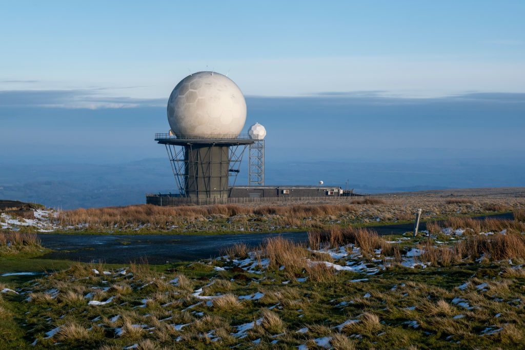 Radar station on top of Titterstone Clee Hill on 12th January 2025 in Cleehill,
