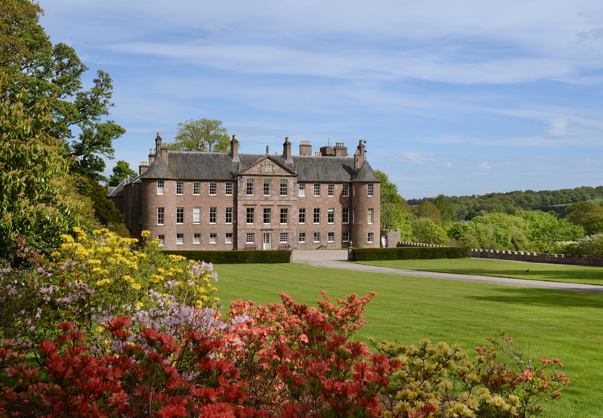 Brechin castle surrounded by gardens