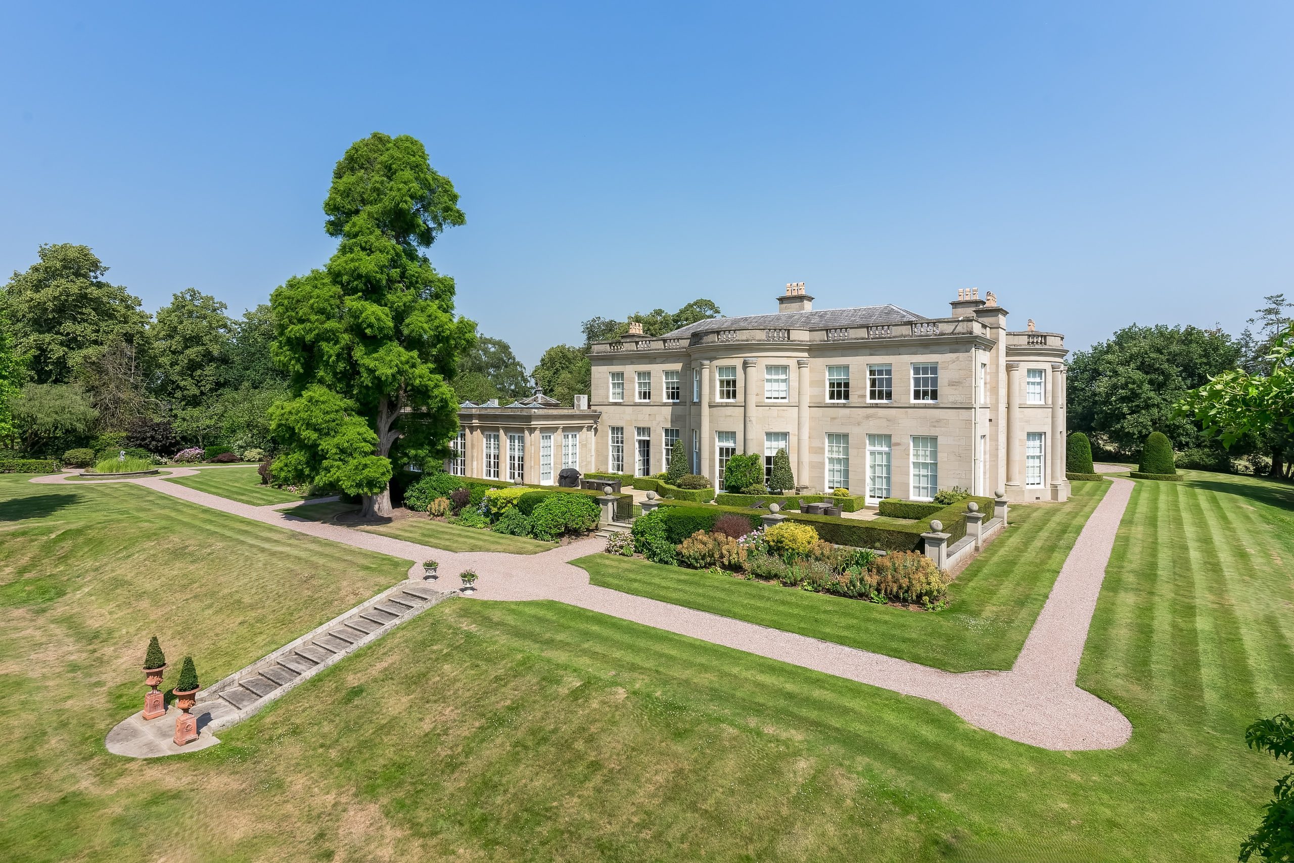 Withington Hall seen from outside in an aerial shot