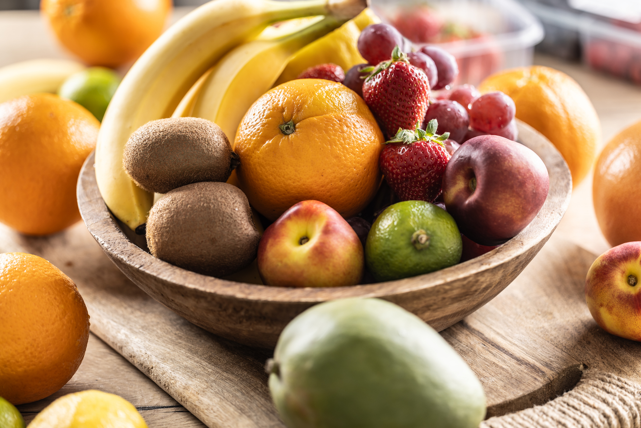A bowl of fresh-looking fruit