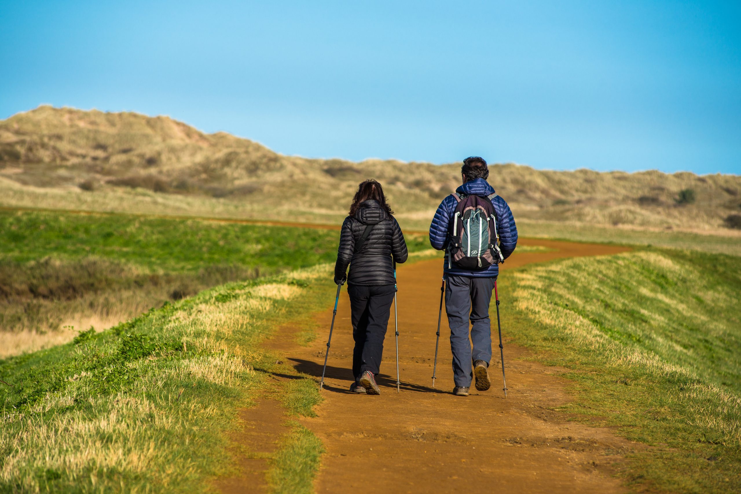 best hiking jackets worn by a couple on the norfolk coast