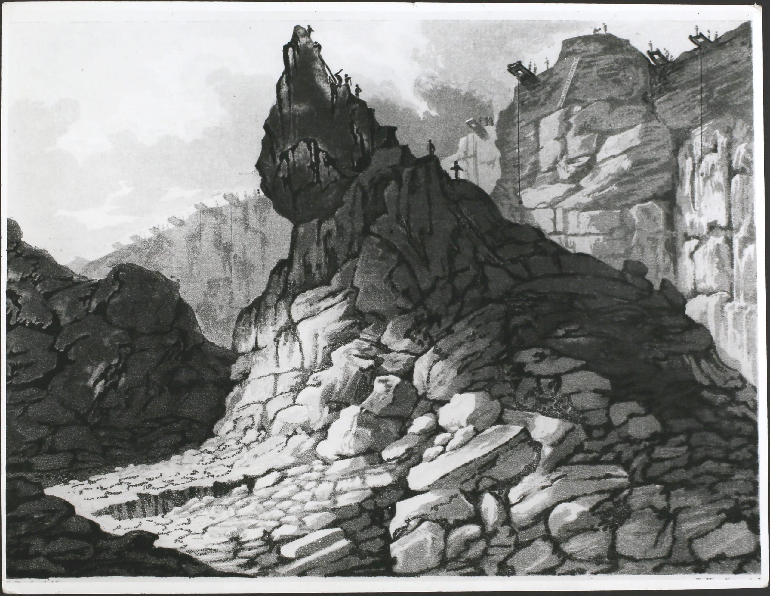 The Parys Mountain copper mines on Anglesey, Wales, in the year 1800. Engraved by I. Havell from a drawing by E. Pugh. Published 1814 by E. Williams Strand. (Photo by Hulton Archive/Getty Images)