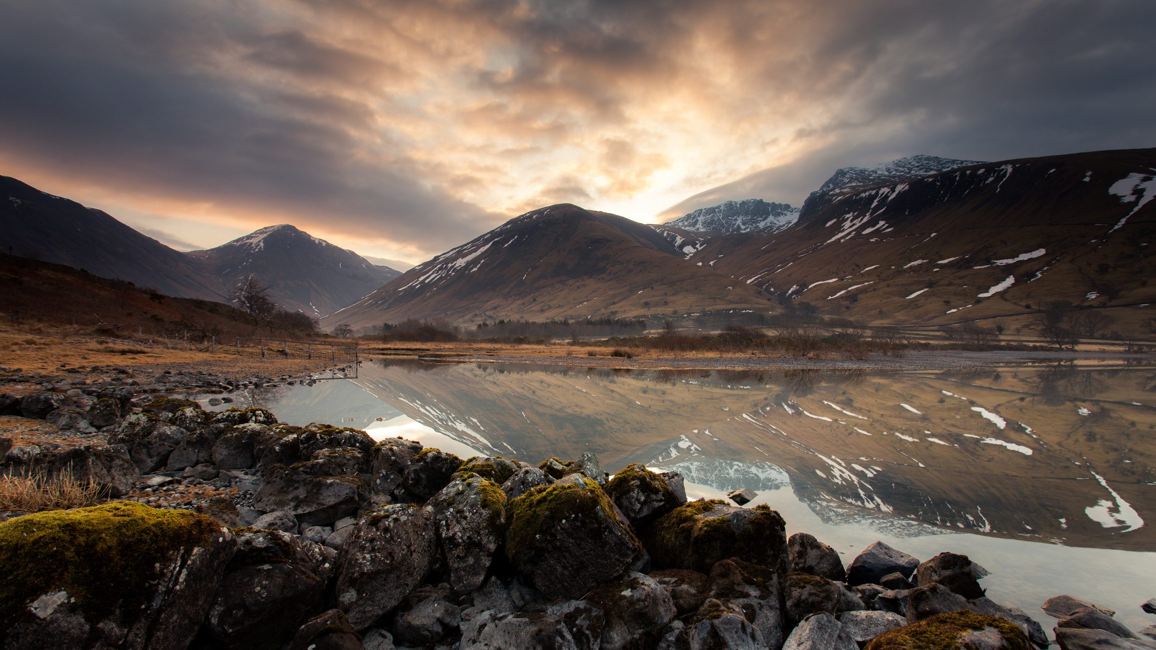 The sun rising over the top of Scafell Pike