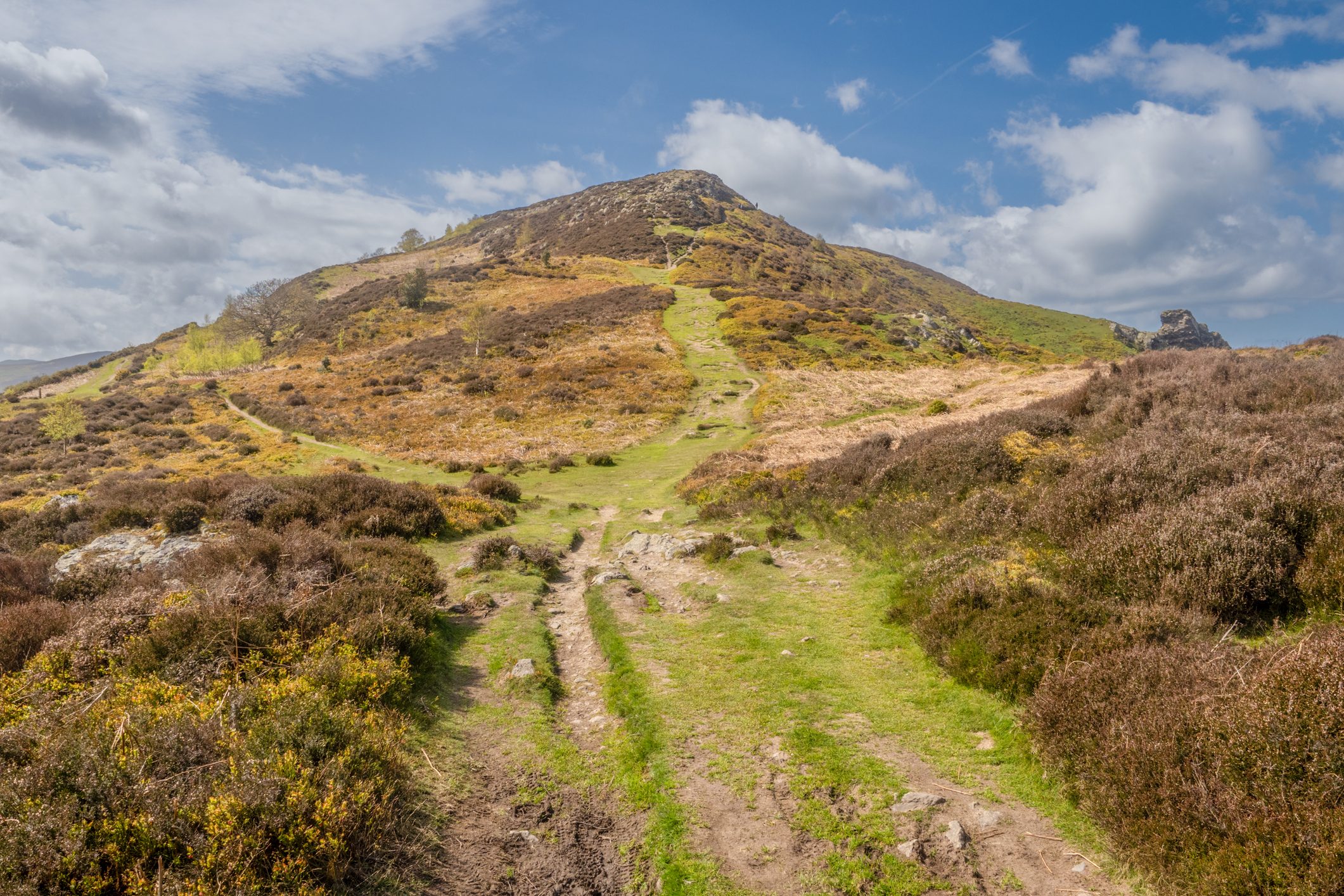 Conwy Mountain seen from below on a sunny day