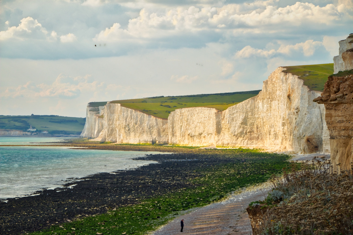 View of Birling Gap and the Seven Sisters as seen from the beach.