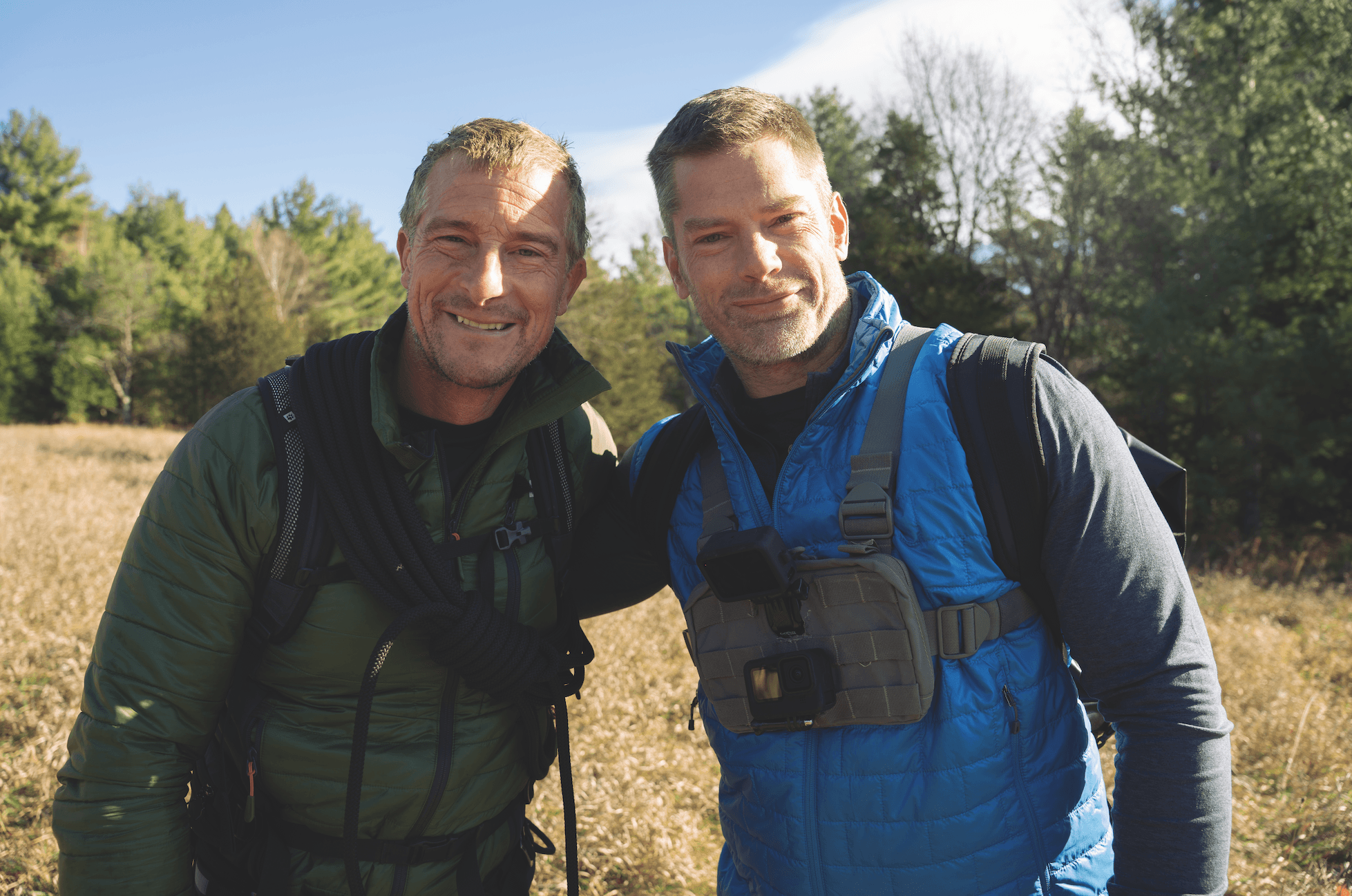 Bear Grylls and Dallas Jenkins, producer of the show, stood together