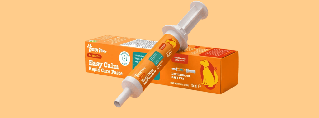 A tube of Easy Calm Rapid Care Paste from Zesty Paws.