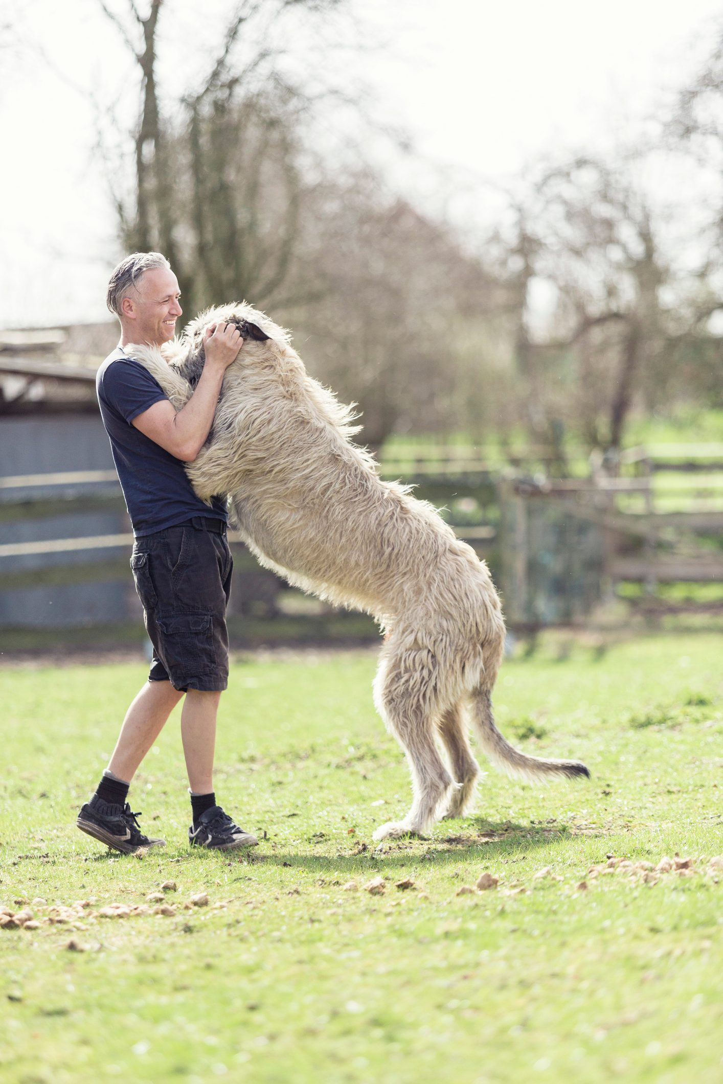 Man with his Irish wolfhound