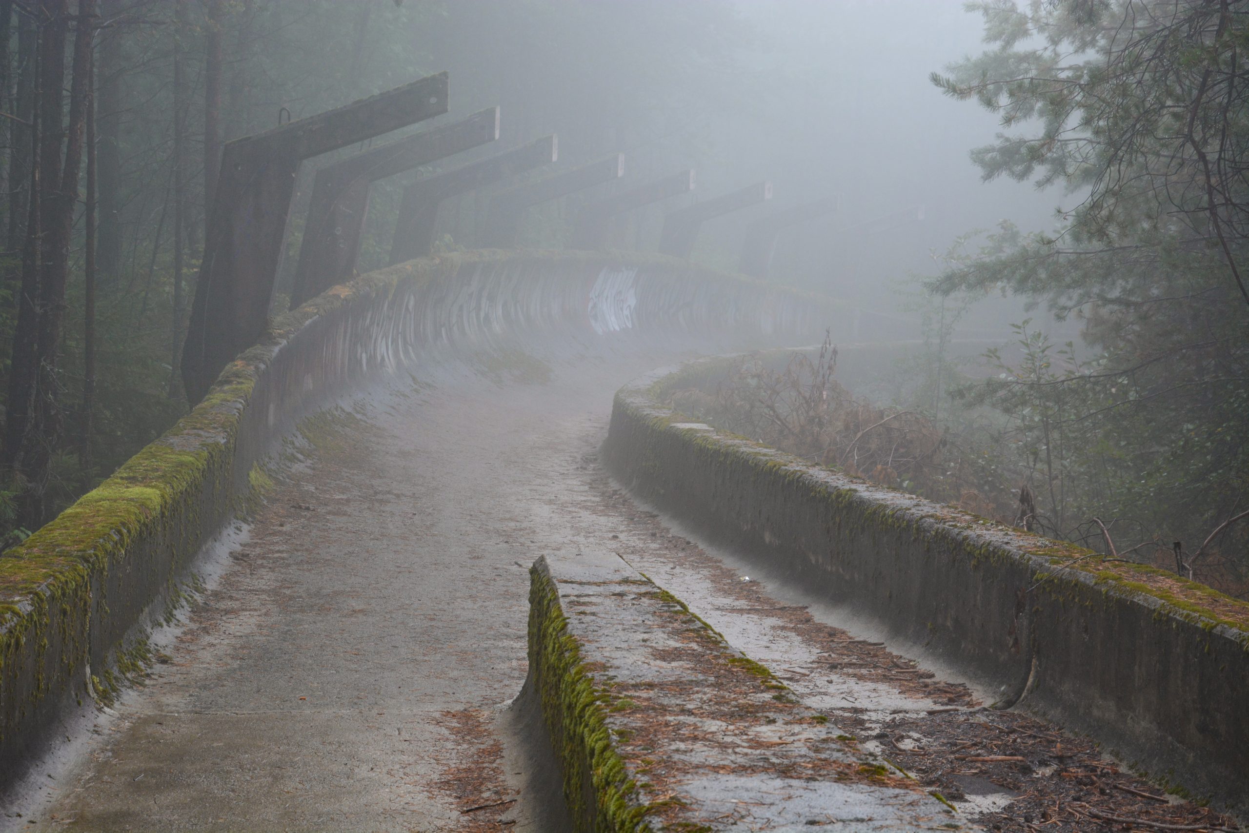 The war damaged bobsled run from the 1984 Winter Olympics sits abandoned in the mountains above Sarajevo.