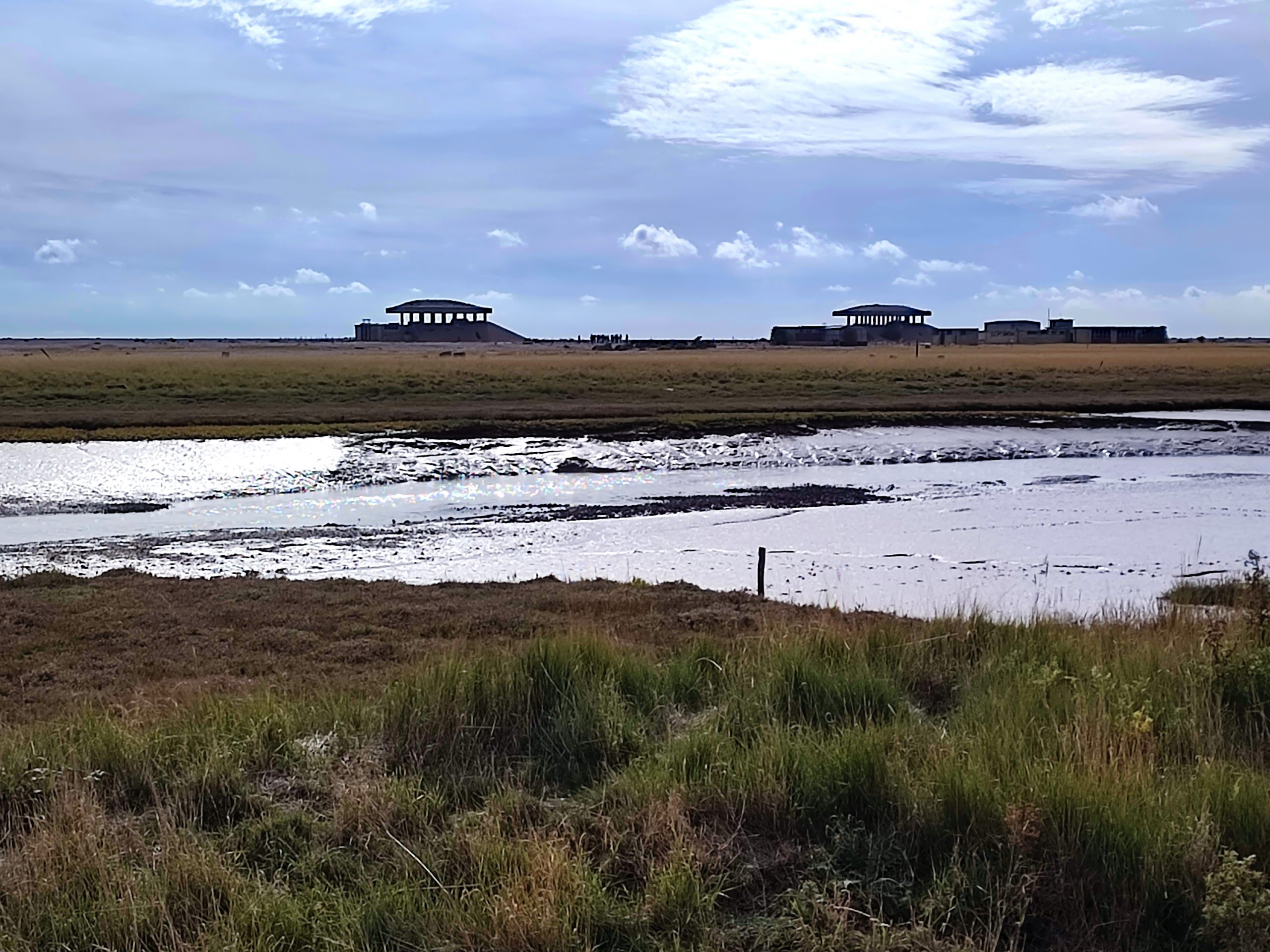 Pagodas at Orford Ness, Suffolk, England, UK - These eerie buildings were used by the AWRE, Atomic Weapons Research Establishment, for secret testing of early nuclear weapons including the atomic bomb